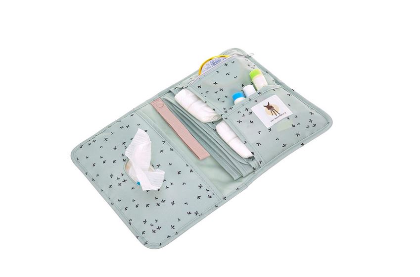Baby Wickeltasche Tragbar Grau Multifunktionale Windel Tasche Unisex Wickel Taschen Modern mit Wandelbare Klett Fächer für Windeln /Baby Wipes
